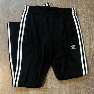 Adidas Kids Black Joggers with White Stripes